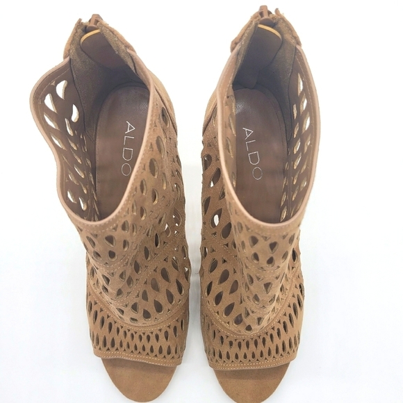 ALDO Caged Brown Ankle Bootie Heels Sz 9.5 - Picture 11 of 11